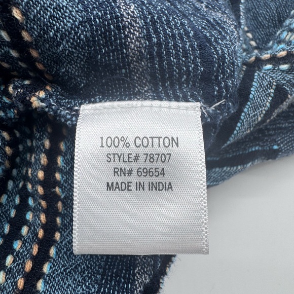 Blue Rain Blue/White Woven Babydoll Tunic Ruffle Hem Bell Sleeve Blouse, Size XL - Picture 4 of 8